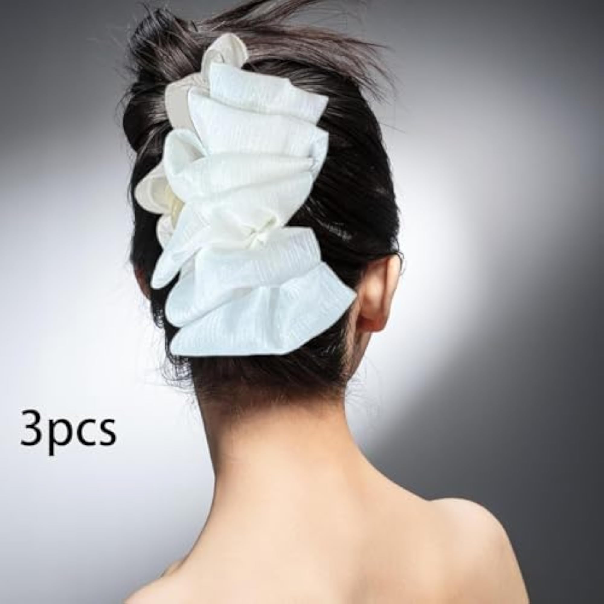 3Pcs Beige Bow Hair Claw Clip Set, Fashion Accessories