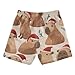 Aflyko Christmas Boys Board Shorts Santa Hat Capybara Funny Fashion Youth Swim Shorts, Relaxed Fit for Beach Holidays and Pool Parties, X-Large Multicolor