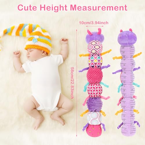 CestMall Oruga musical para bebés Juguetes de peluche infantil Juguete felpa suave con crujido multisensorial, sonajero texturas para bebés 0-3-6-12 meses Recién nacido Niño Niña Niños Regalo (Purple) - imagen 6