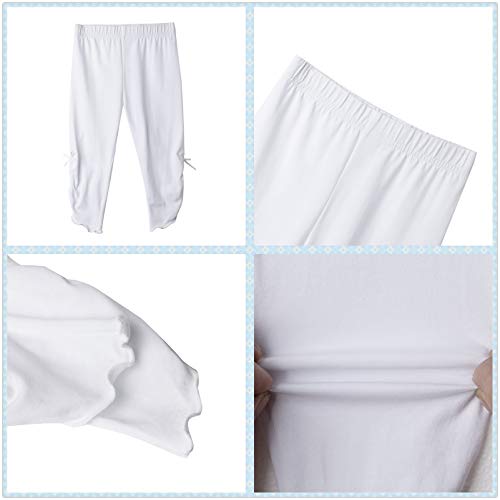 Flaryzone Toddler/Little Girls' Basic Capri Leggings With Knots Stretchy Soft Cotton Pleated Cropped Tights (Black/White/Rose Red Pink-3 Pack, 3T Toddler) #TOP3