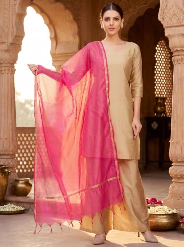 Image of Studio Shringaar Women's Chanderi Silk Blend Handloom Dupatta (32 inch X 2.35 Meters)