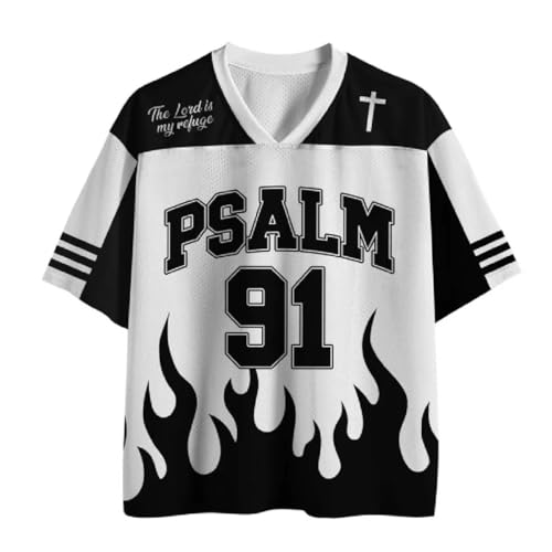Graphic Tees Summer Novelty Women Men Oversized Psalm with Jesus Christian Jersey