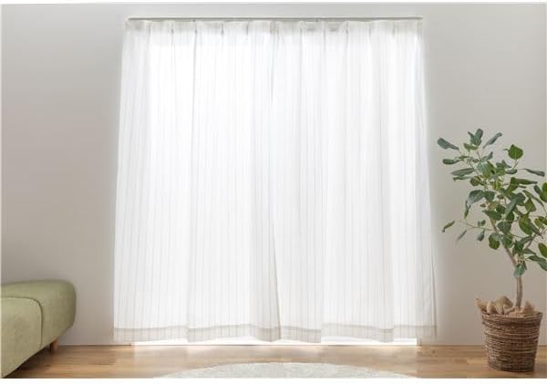 レースカーテン 幅200cm&times;丈213cm ホワイト 1枚 洗える 日本製 アジャスターフック UVカット 抗カビ 遮熱 断熱 保温