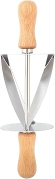 Croissant Cutter,Croissants Cutter Roller,Stainless Steel Croissant Roller Cutter,with Wooden Handle, for Kitchen Baking