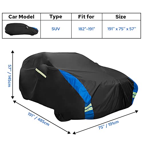 Image of Avecrew SUV Car Cover Waterproof All Weather for Automobiles, Outdoor Heavy Duty Full Exterior SUV Covers (Length: 182 inch-191 inch)