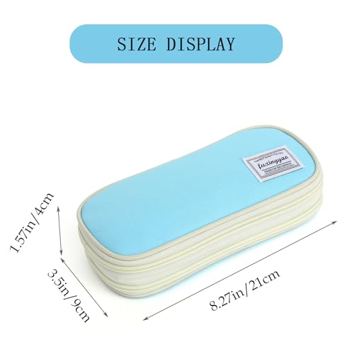 Image of FUXINGYAO Pencil Case, Multi-compartment Pencil Pouch, Portable Pencil Bag (2101-big-BL)