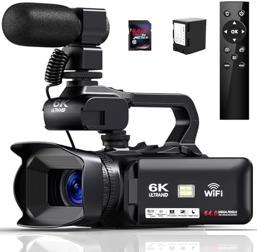 Camcorder 6K 64MP Video Camera 18X Digital Zoom IR Night Vision 4...