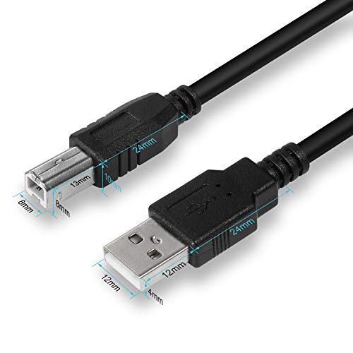 UYGHHK USB Printer Cable, USB 2.0 A Male to B Male, Type B Lead Scanner Cord Plug & play for HP Brother, Lexmark, Dell - Image 2