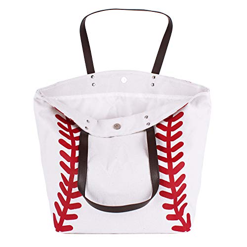 Bolso de lona blanco estilo béisbol para mujer miniatura 4