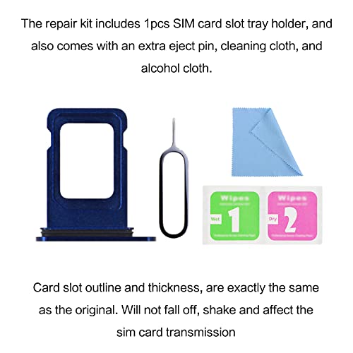 Asdawn For Iphone 12 Sim Card Slot Replacement For Iphone 12 Sim Card Tray Holder Waterproof Rubber Ring And Sim Pin(Single Sim Version 6.1 Inches)(Blue) #TOP6