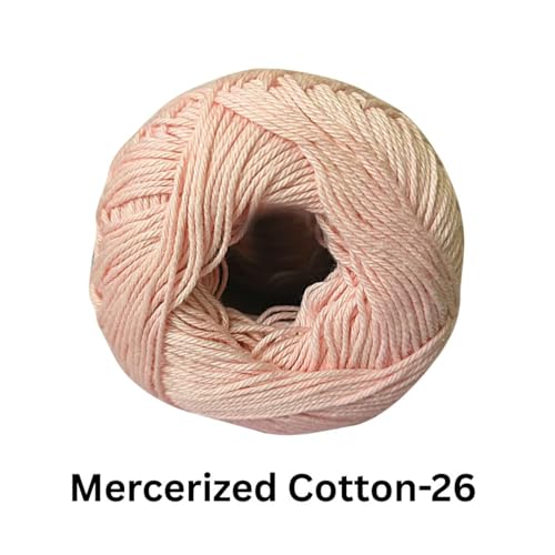 Image of VCR 4 Ply Pastel Peach 100% Mercerized Cotton Yarn, 60 Grams Hank, 190 Meters Length, Cotton Combed Ball, Smooth and Glossy Crochet Yarn for Crochet and Knitting, Pack of 1, Suitable for DIY Crafts