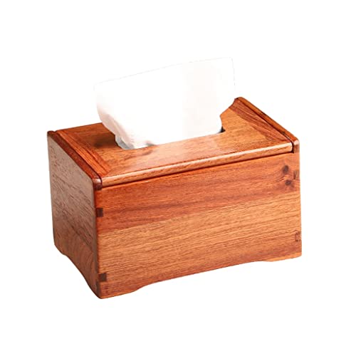 SJYDQ Caja de pañuelos de una Sola Placa Retro Caja de servilleta Lisa Caja de mortaja y Estructura de tenón Caja de Papel de la casa (Color : A, Size : 18 * 12 * 10.5cm)