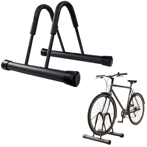 KKLM 自転車 スタンド 転倒防止 屋外 自転車スタンド 転倒防止 屋外屋内両用 台風強風対策 錆びにくいスチール製 ロードバイククロスバイク対応 横幅とバランス調整可能 駐輪やメンテナンスに最適 盗難防止対応 アンカーボルト固定可 組立簡単 収納便利 黒色フレーム ドライバー付属 ラベル付き