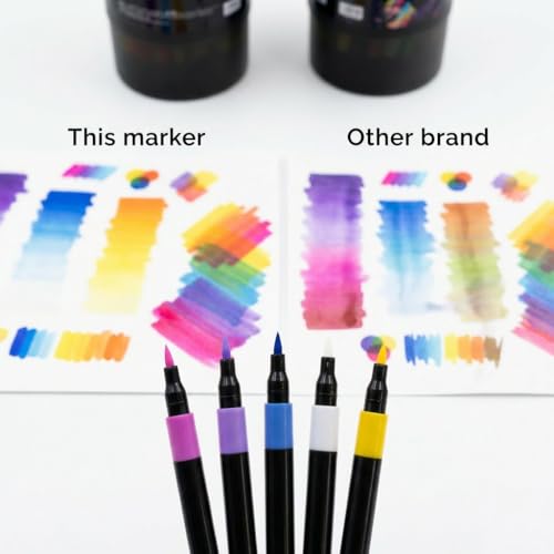 Image of SMILE Professional 48 Colors Acrylic Marker Pen Set - Multi Surface Paint Pens for Rock, Glass, Canvas, Wood, Ceramic, DIY Craft & School Projects