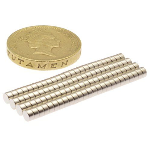 POWER MAGNET STORE Imanes de Disco de neodimio pequeños de 1/8 x 1/16 Pulgadas, Ideales para Manualidades, Hobby, Manualidades, Magia, etc, Plateado, 1/8" Diameter x 1/16" Thick (3.2mm x 1.6mm)