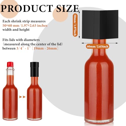 Image of Outus 500 Pcs Shrink Wrap for Bottles Bands Jars, Clear Heat Shrink Bottle Sealer, Easy to Use, for Essential Oil Bottle, Dropper Bottles and Test Tube Cap(2.4 x 2 Inches / 60 x 50 mm, Black)