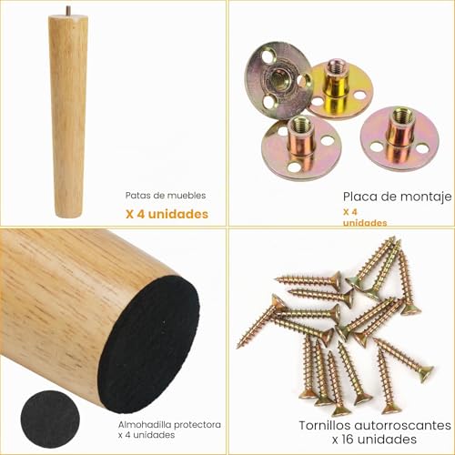 Patas de madera de 30cm para sofá y mesas que elevan tus muebles con máxima estabilidad 5