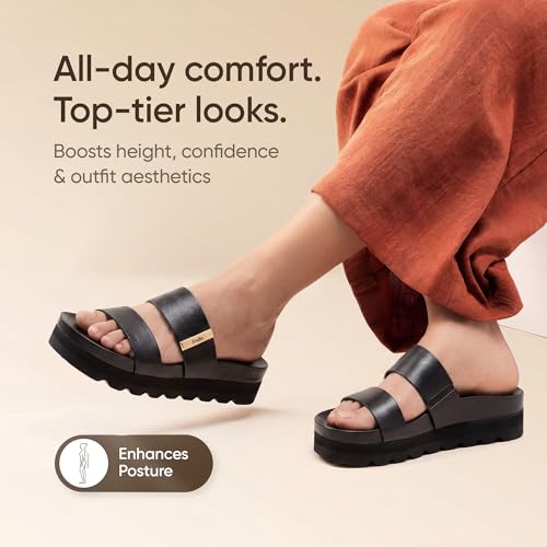 Image of Frido Women's Arch Support Wedge Sandals, Orthopedic Cushioned Platform Heels with Anti-Slip Sole, Comfortable Slip-On Footwear for Office, Travel, Daily Wear & Long Standing | Available in 3 Style- Buckle Strap, Velcro Strap & Classic Styles