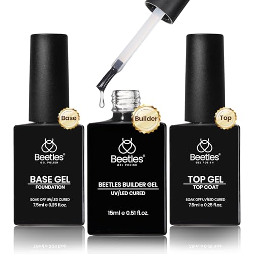 Beetles Builder Gel with Base & Top Coat Gel,3 Pcs