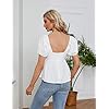 Blooming-Jelly-Womens-Cute-Tops-Peplum-Puff-Sleeve-Going-Out-V-Neck-Sexy-Tops-Backless-Ruffle-Hem-V-Wire-Zip-Blouse Blooming Jelly Womens Cute Tops Peplum Backless Puff Sleeve Trendy Blouses Ruffle Hem V Neck Sexy Tops (Small, White)