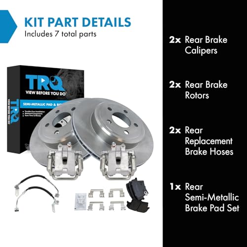 Image of TRQ Rear Brake Pad & Rotor Kit Semi-Metallic Compatible with 2009 Dodge Challenger