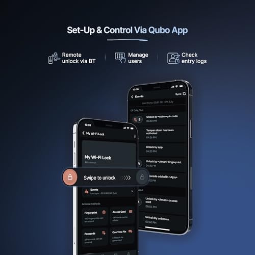 Image of QUBO Smart Door Lock Select from Hero Group | 7-Way Unlocking | Fingerprint | OTP Remote Unlocking | PIN | RFID Card | Mobile App | Mechanical Key | 2 Year Brand Warranty | (Black)