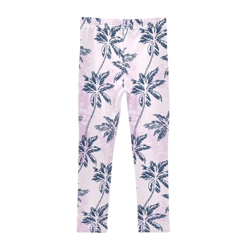 Purpel Tropical Tree Girls Leggings,Workout Leggings for Girls Toddler Athletic Leggings Size for 3-10T2