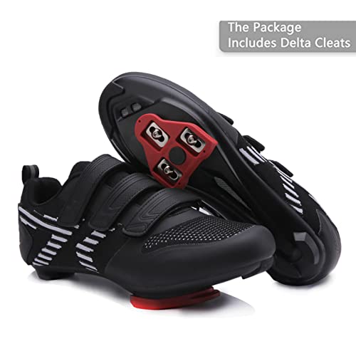 Image of Unisex Road Bike Cycling Shoes Compatible with Peloton Shimano SPD Bike Riding Shoes for Men Women, 3 Straps, Pre-Installed Delta Cleats for Indoor Outdoor Cycling Biking