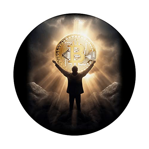 Bitcoin Hail and Praise Bitcoin Majestic Bombastic Men Women PopSockets Swappable PopGrip, Black - Image 3