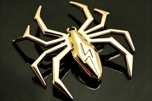 Image of 3D Spider Chrome Emblem Badge Sticker Decoration for Car, Truck, Motorcycle, RV, Scooter, SUV, Door, Window (Yellow Flash Spider)