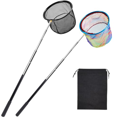 Filets de pêche rétractables enfants (lot de 2) épuisettes télescopiques bleues et vertes