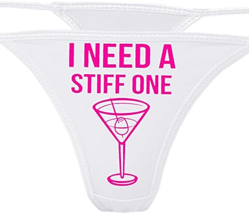 Knaughty Knickers - I Need A Stiff One White Thong - Fun Flirty Underwear - Panty Game Bachelorette Bridal Lingerie Shower