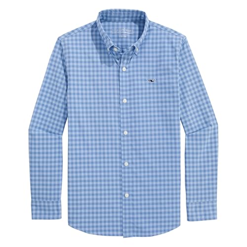 vineyard vines Boys Topsail Gingham Featherweight Performance Shirt