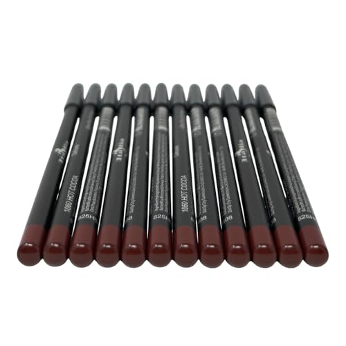 12 pcs Italia-Deluxe Ultra Fine Lip liner Creamy Long Lasting High Pigmented Pencil (1060 Hot Cocoa)