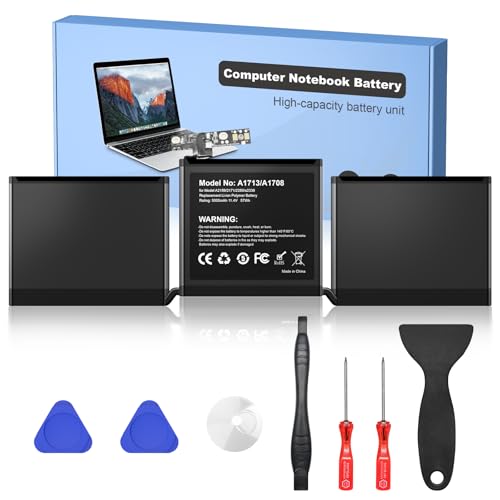 RRUHHK A1708 Battery Replacement for MacBook Pro 13 inch, 5000mAh 2026 Upgrade High Capacity Battery for A1713, A1708(Late 2016, Mid 2017, Mid 2019, 2020), A2171 with Full Set Repair Tool Kits