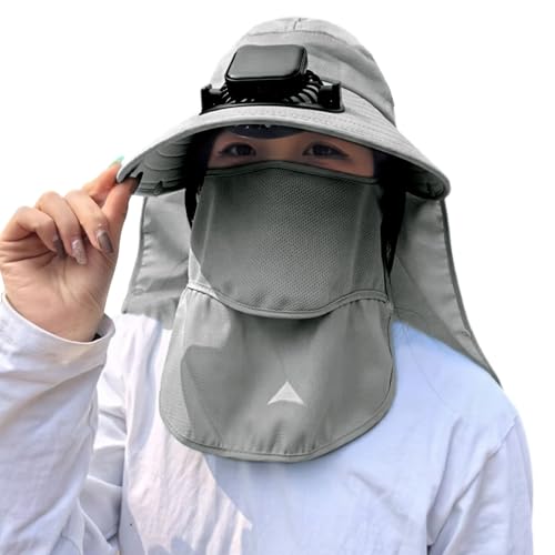 Générique Chapeau À Ventilateur Solaire - Chapeau De Pêche Extérieur À Bord Large avec Ventilateur Solaire - Casquette Rafraîchissante pour Hommes...
