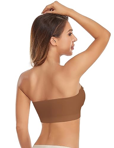 Image of Lusait Strapless Bra for Women Non-Slip Silicone Padded Bandeau Bra Wireless Tube Top Bralette
