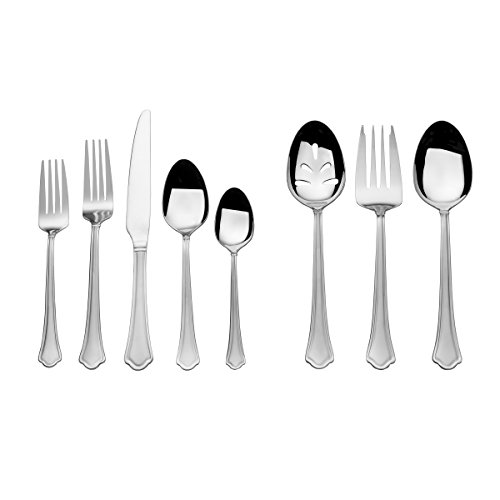 International Silver Carpi Frost 51-Piece Stainless Steel Flatware Set with Serving Utensils and Extra Teaspoons, Service for 8