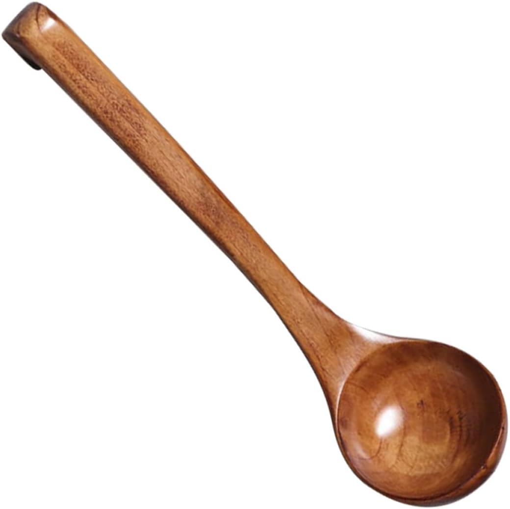Wood Ladle with Long Handle, Large Bowl Japanese Wood Soup Spoon