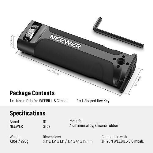 Neewer Sling Handle Grip For Weebill-S Only, Handgrip With Cold Shoe, 1/4" Thread, 1/4" Thumb Screw, 3/8" Arri Locating Holes And Anti Twist Pins Compatible With Zhiyun Weebill-S Gimbal Stabilizer #TOP7
