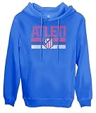 Club Atletico de Madrid Retro Stripes Fleece Pullover Hoodie - Royal (US, Alpha, Large, Regular, Regular, Royal Blue)