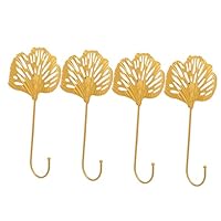NUOBESTY 4pcs Metal Ginkgo Leaf Wall Mounted Hooks Heavy Duty Coat and Key Holder Rustic Decorative Organizer for Kitchen Bedroom Bathroom Hallway