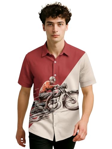 Image of BULLMER Trendy Regular Fit Cotton Blend Printed Casual Half Sleeve Shirt for Men | Stylish Mens Casual Shirts | Shirts for Men