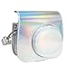 Queen3C Aurora Silver Mini 9 Camera Case Bag for Fujifilm Instax Mini 9 Mini8 Mini8+ Instant Camera, Soft PU Leather Bag with Removable Adjustable Shoulder Strap. (Case Bag, Aurora Silver)