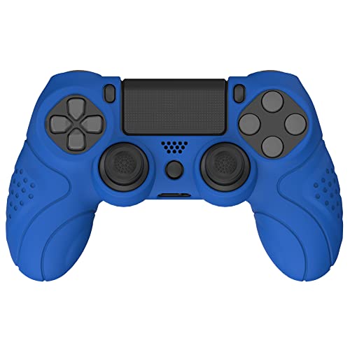 Playvital Guardian Edition Blue Ergonomic Soft Anti-Slip Controller Silicone Case Cover For Ps4, Rubber Protector Skin With Joystick Caps For Ps4 Slim/Pro Controller #TOP6