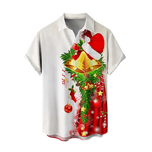 Camisa fea de Navidad para hombre, camisas de Navidad para hombre, manga corta, verano, floral, playa, Aloha Funky, camisa de fiesta, camisas hawaianas ajustadas, E-p, L