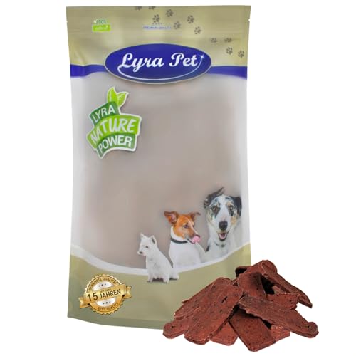Lyra Pet® 1 kg Lammfleischstreifen Hundefutter Snack fettarm schonend getrocknet getrocknet Leckerli Kausnack Kauartikel für Hunde Kauspaß