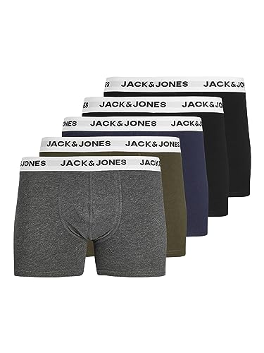 JACK & JONES Herren Jacbasic White Wb 5 Pack Noos Trunk, Forest Night, S EU 1