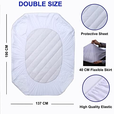 PLANETOID Waterproof Single Mattress Protector with Extra Deep Fitted mattress cover | Quilted Mattress topper |Anti-Allergy| Breathable Mattress bed single fitted sheet Single 90x190+40cm