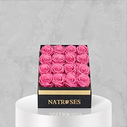 Natroses Forever Preserved Roses In A Box, 100% Real Roses That Last Up To 3 Years, Flowers For Delivery Prime Birthday, Valentines Day Gifts For Her (Pink) #TOP1